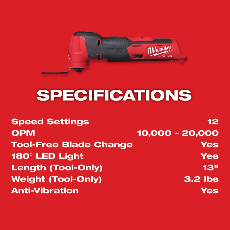 Milwaukee 2526-21XC M12 FUEL 12V Brushless Cordless Oscillating Multi-Tool Kit - Image 7