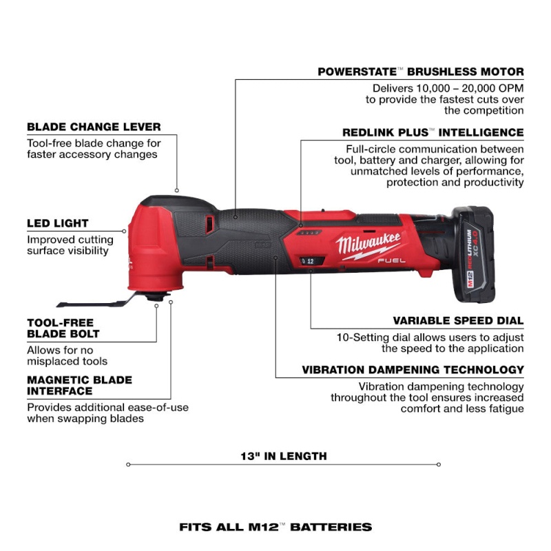 Milwaukee 2526-21 M12 FUEL 12V  Multi-Tool w/ 2.0 AH Battery - Image 3