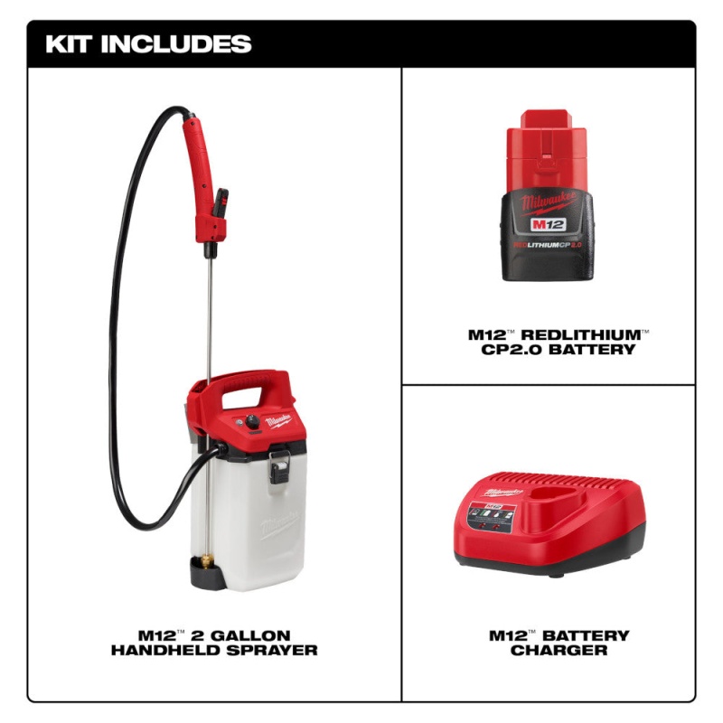 Milwaukee 2528-21G2 12V M12 2 Gallon Handheld Sprayer Kit - Image 3