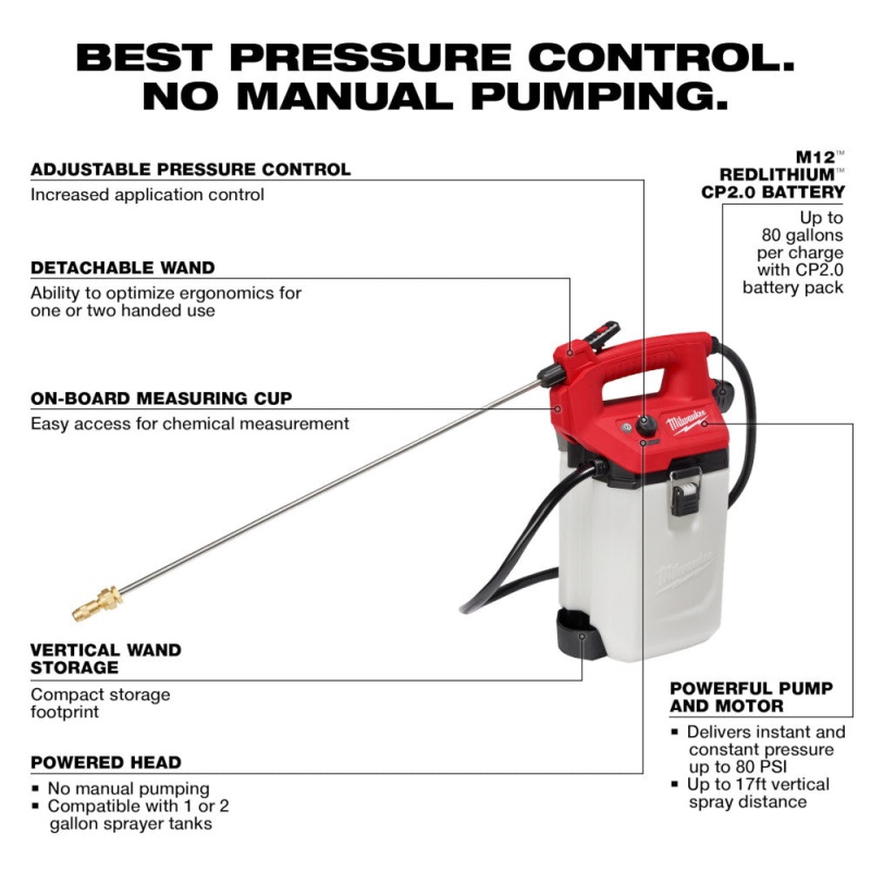 Milwaukee 2528-21G2 12V M12 2 Gallon Handheld Sprayer Kit - Image 4