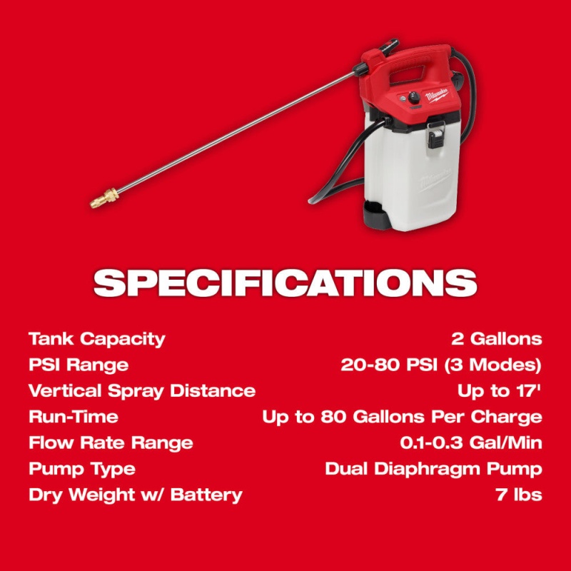 Milwaukee 2528-21G2 12V M12 2 Gallon Handheld Sprayer Kit - Image 7