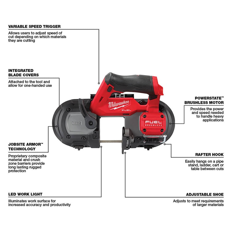 Milwaukee 2529-20XC M12 FUEL 12V Cordless Li-Ion Band Saw w/ 3AH Battery Pack - Image 6