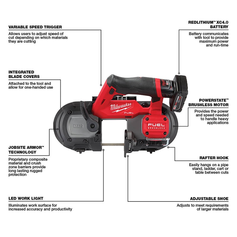 Milwaukee 2529-21XCB M12 FUEL 12V Compact Band Saw Kit w/Blades, and 2 Batteries - Image 9