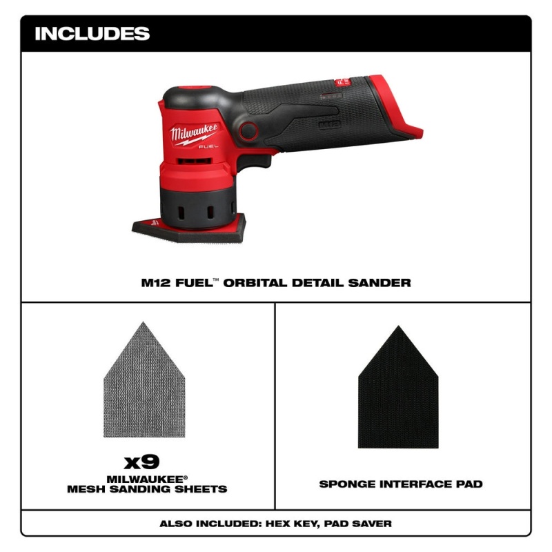 Milwaukee 2531-20 M12 FUEL 12V Cordless Orbital Detail Sander - Bare Tool - Image 2