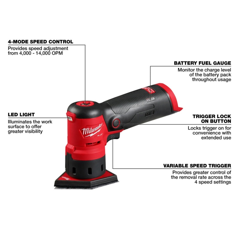 Milwaukee 2531-20 M12 FUEL 12V Cordless Orbital Detail Sander - Bare Tool - Image 8