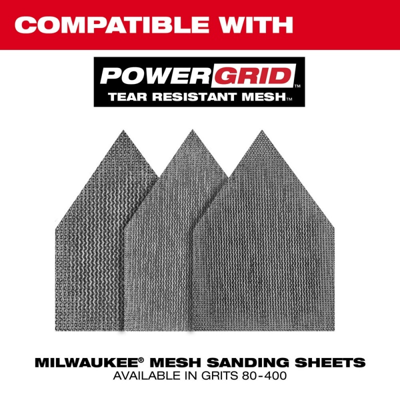 Milwaukee 2531-20 M12 FUEL 12V Detail Sander w/24PC Assorted Mesh Sanding Sheets - Image 3