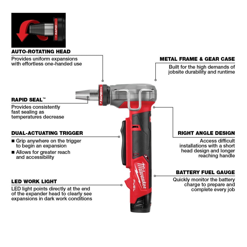 Milwaukee 2532-22 M12 FUEL 12V ProPEX Expander Kit w/RAPID SEAL Expander Heads - Image 8