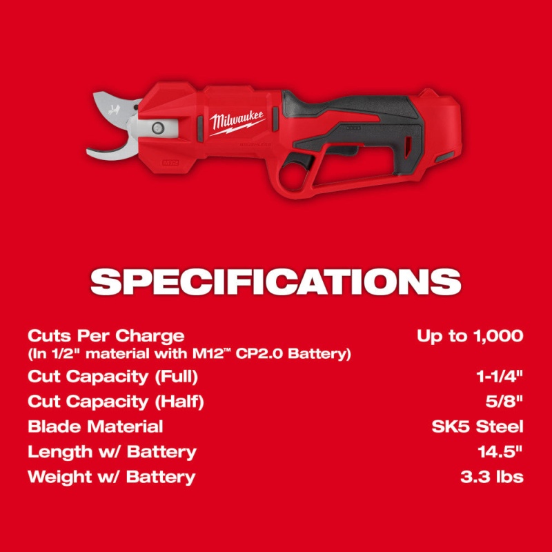 Milwaukee 2534-20 M12 12V Brushless Cordless Pruning Shears - Bare Tool - Image 3