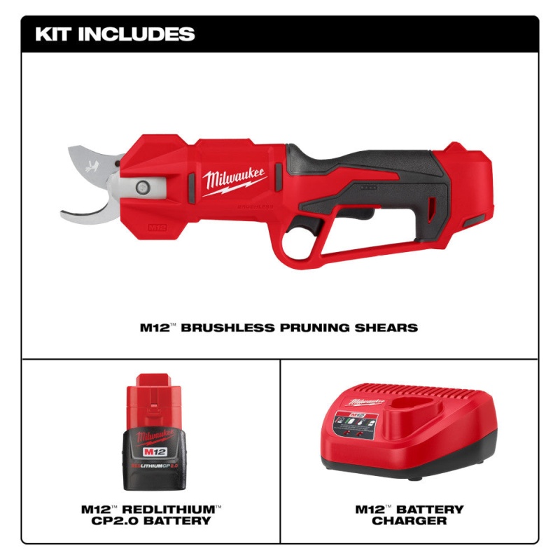 Milwaukee 2534-21 M12 12V Brushless Cordless Pruning Shears Kit - Image 2