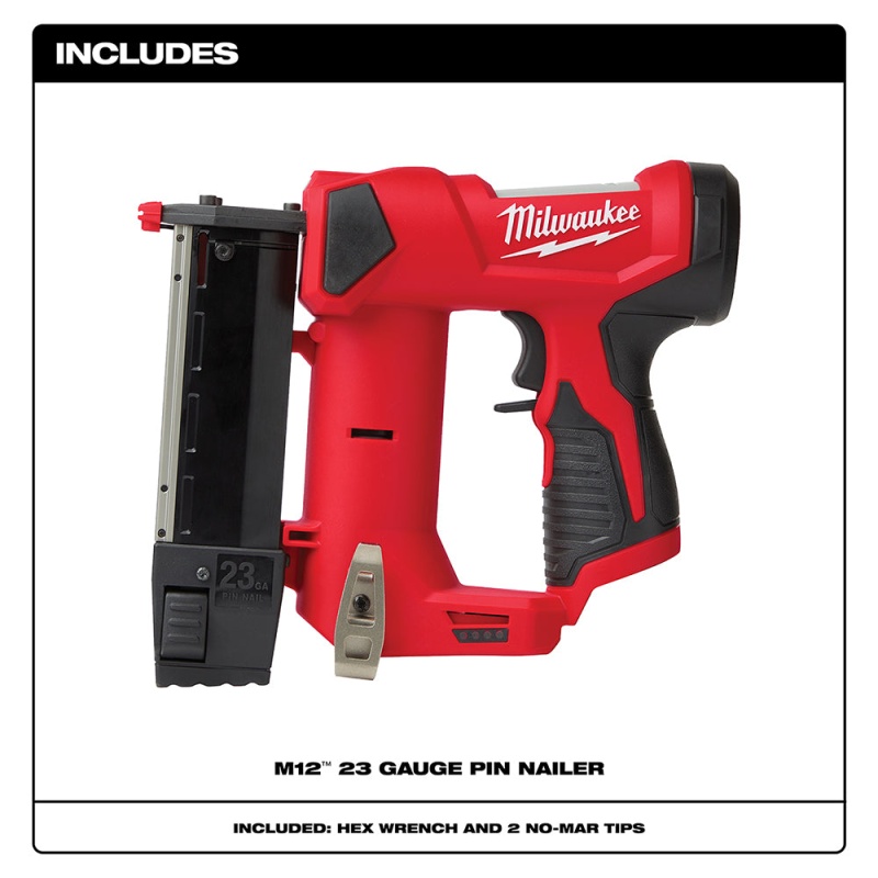 Milwaukee 2540-20 M12 12V 23 Gauge Compact Cordless Pin Nailer - Bare Tool - Image 3