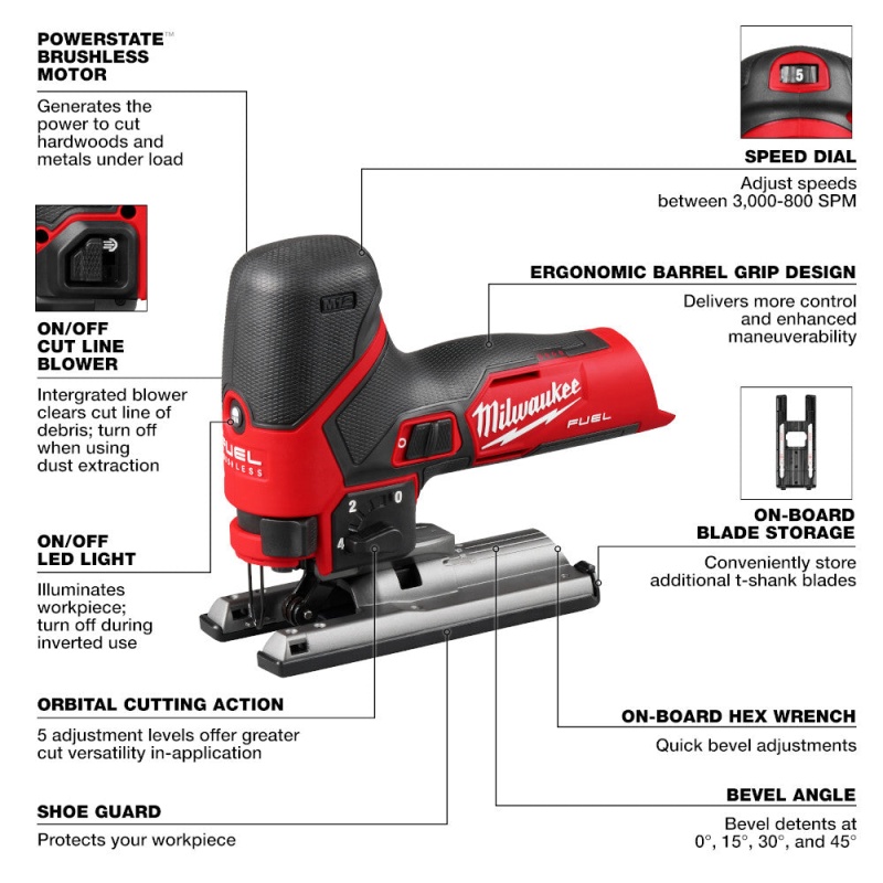 Milwaukee 2545-20 M12 FUEL 12V Brushless Cordless Jig Saw - Bare Tool - Image 4