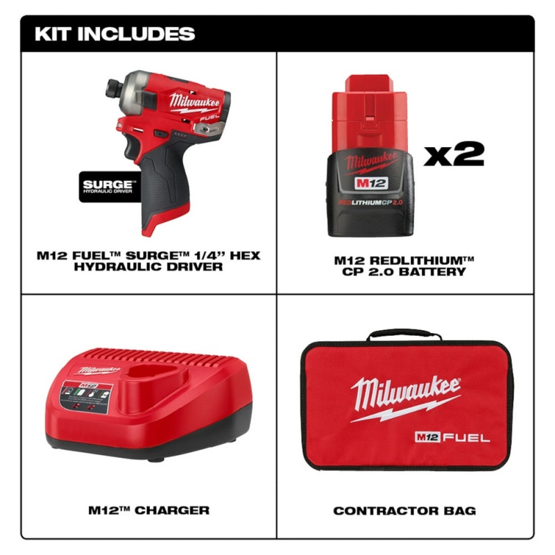 Milwaukee 2551-22 M12 FUEL 12V SURGE 1/4 Inch Hex Hydraulic Driver Kit - Image 2