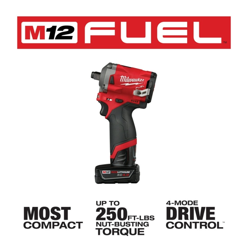 Milwaukee M12 2555-22 M12 FUEL 12V 1/2-Inch Cordless Stubby Impact Wrench Kit - Image 3