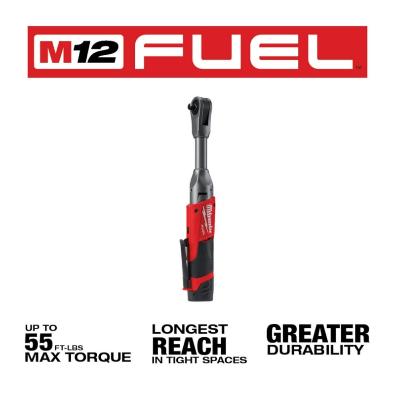 Milwaukee 2560-21 M12 FUEL 12V 3/8 Inch Extended Reach Ratchet 2.0AH Kit - Image 3