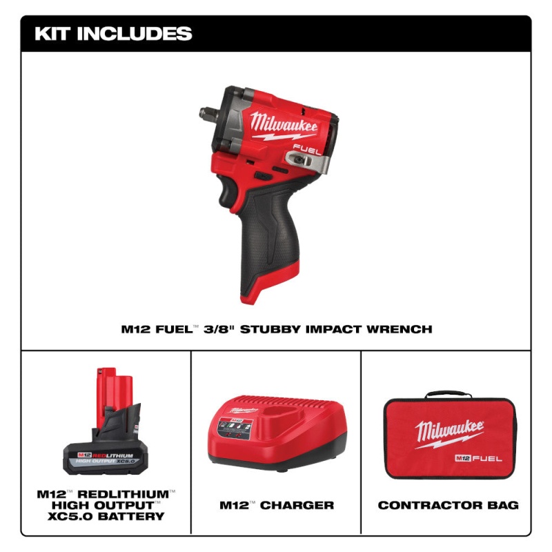 Milwaukee 2562-21 M12 FUEL 12V 3/8" Stubby Impact Wrench Kit - Image 2