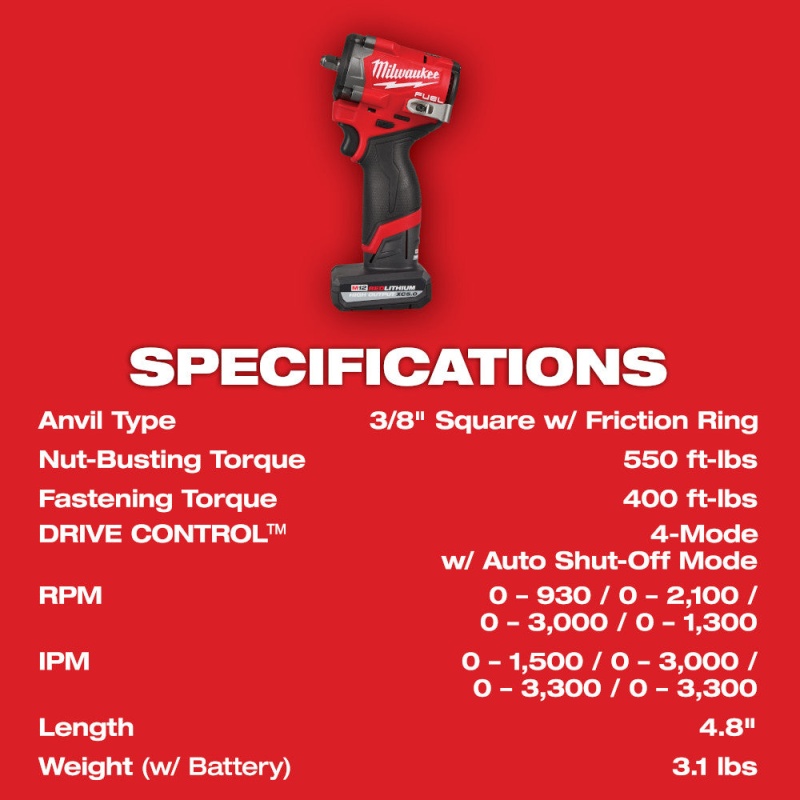 Milwaukee 2562-21 M12 FUEL 12V 3/8" Stubby Impact Wrench Kit - Image 5