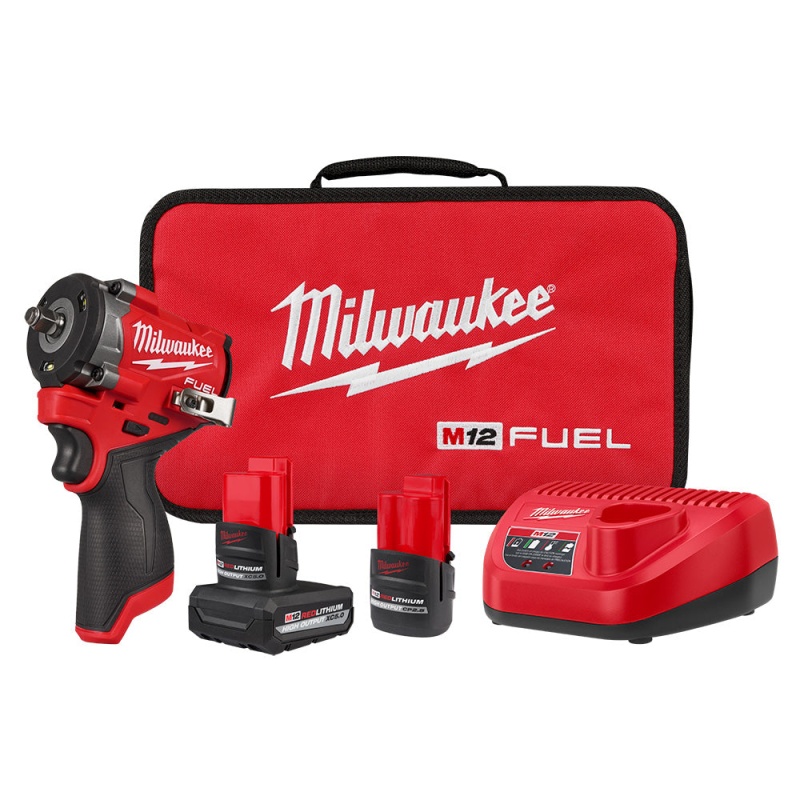 Milwaukee 2562-22 12V FUEL M12 3/8" Stubby Cordless Li-Ion Impact Wrench Kit