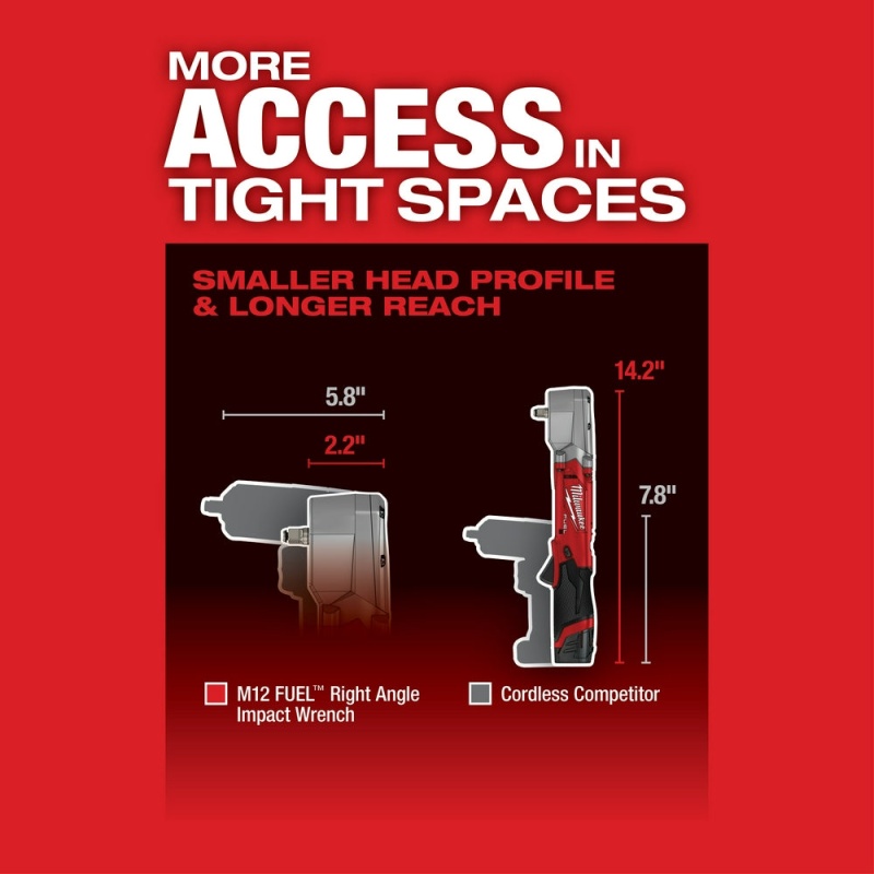 Milwaukee 2564-20 M12 FUEL 12V 3/8" Cordless Right Angle Impact Wrench-Bare Tool - Image 6