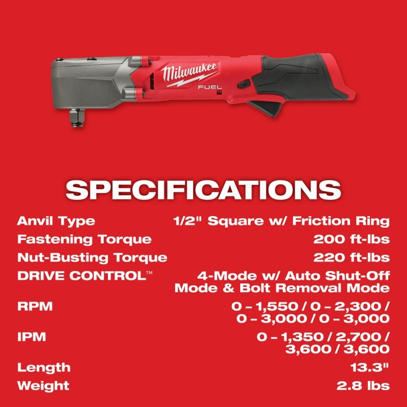 Milwaukee 2565-22 M12 FUEL 12V 1/2" Cordless Right Angle Impact Wrench Kit - Image 8