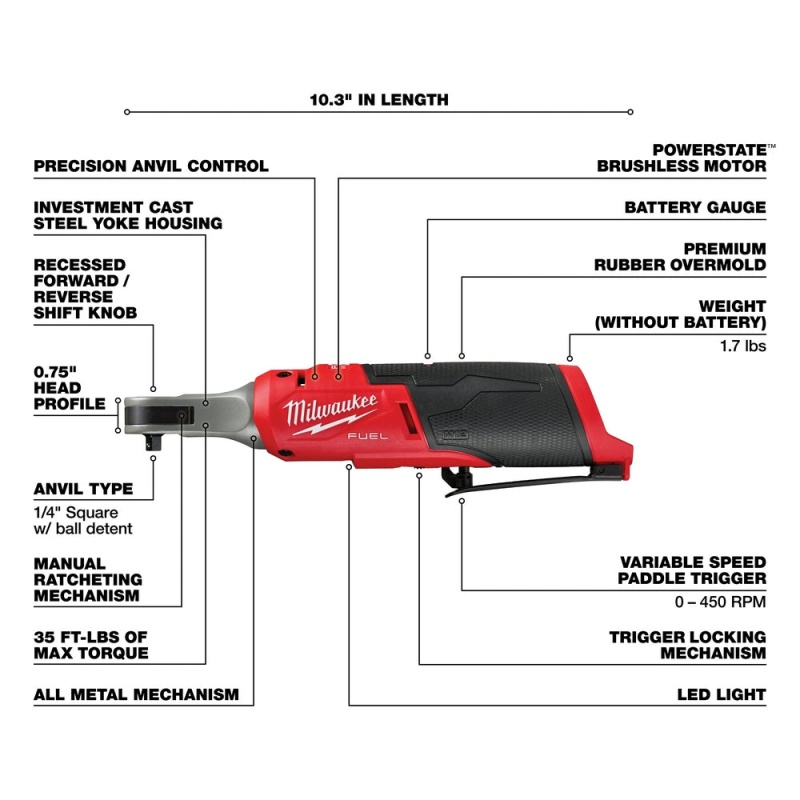 Milwaukee 2566-20 M12 FUEL 12V 1/4" Brushless High Speed Ratchet - Bare Tool - Image 4