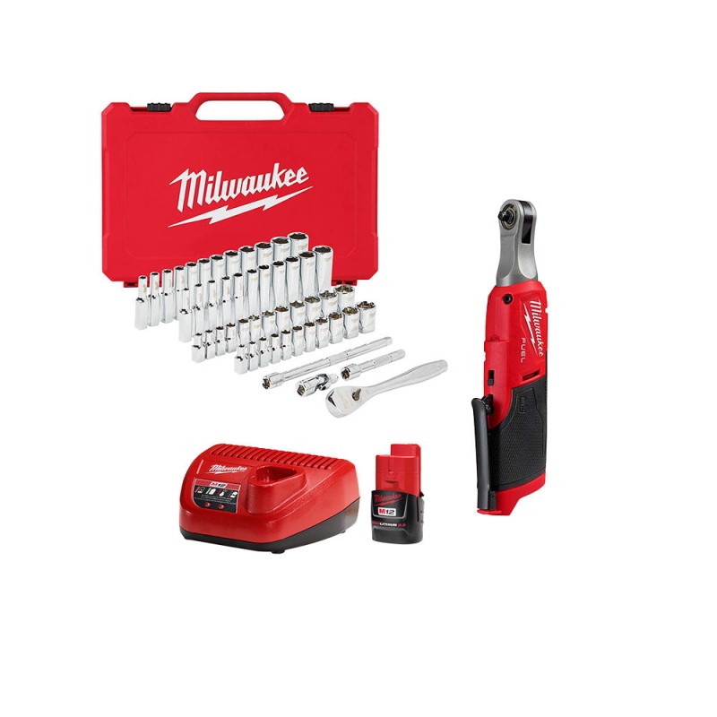 Milwaukee 2566-21S M12 FUEL 1/4" Ratchet Kit w/ 50 PC Socket Set