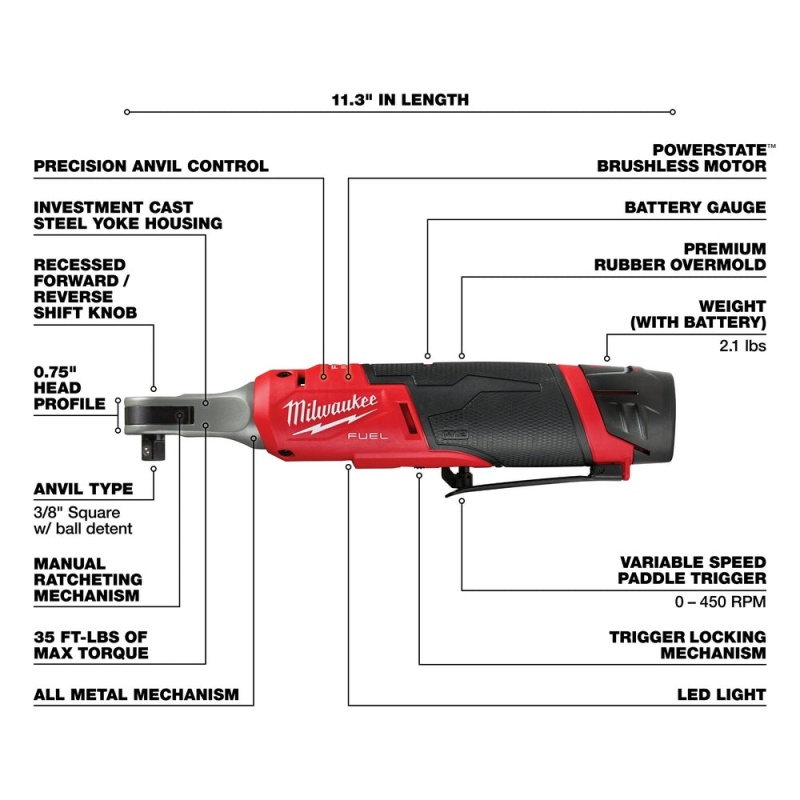 Milwaukee 2567-22 M12 FUEL 12V 3/8" Brushless Li-Ion High Speed Ratchet Kit - Image 4