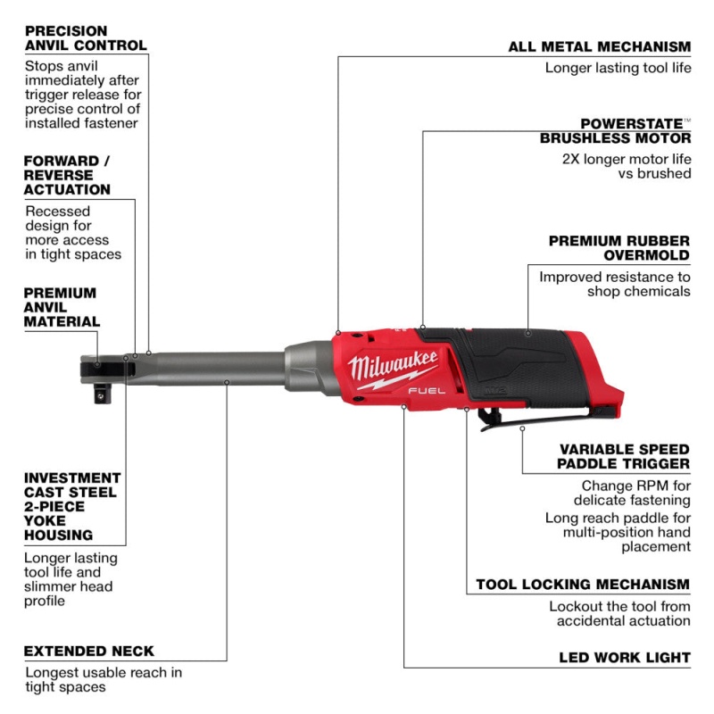 Milwaukee 2569-20 12V FUEL M12 3/8" Extended Reach High Speed Ratchet -Bare Tool - Image 6