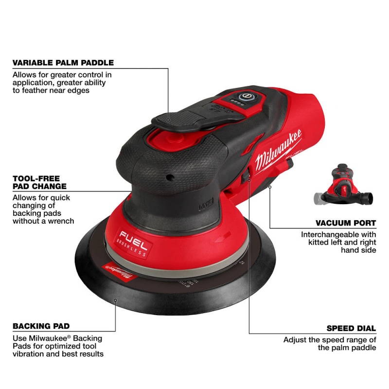 Milwaukee 2584-20 M12 FUEL 12V 6" Random Orbital Sander (3/32 Inch) - Image 4