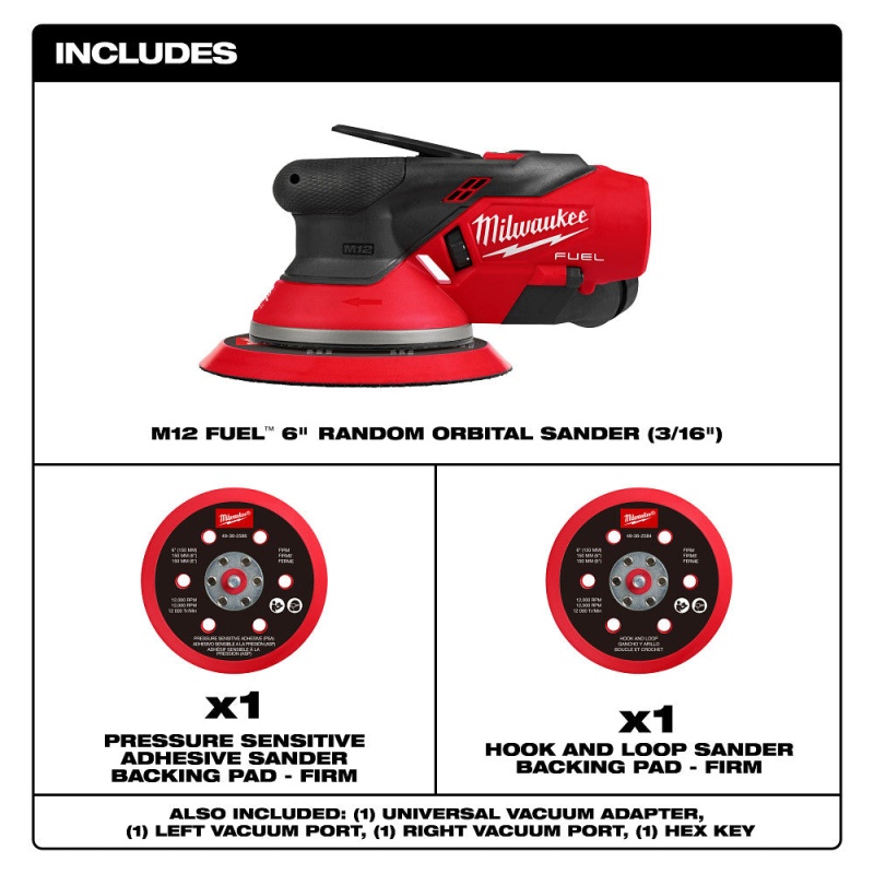 Milwaukee 2585-20 M12 FUEL 12V 6" Random Orbital Sander (3/16") - Bare Tool - Image 2