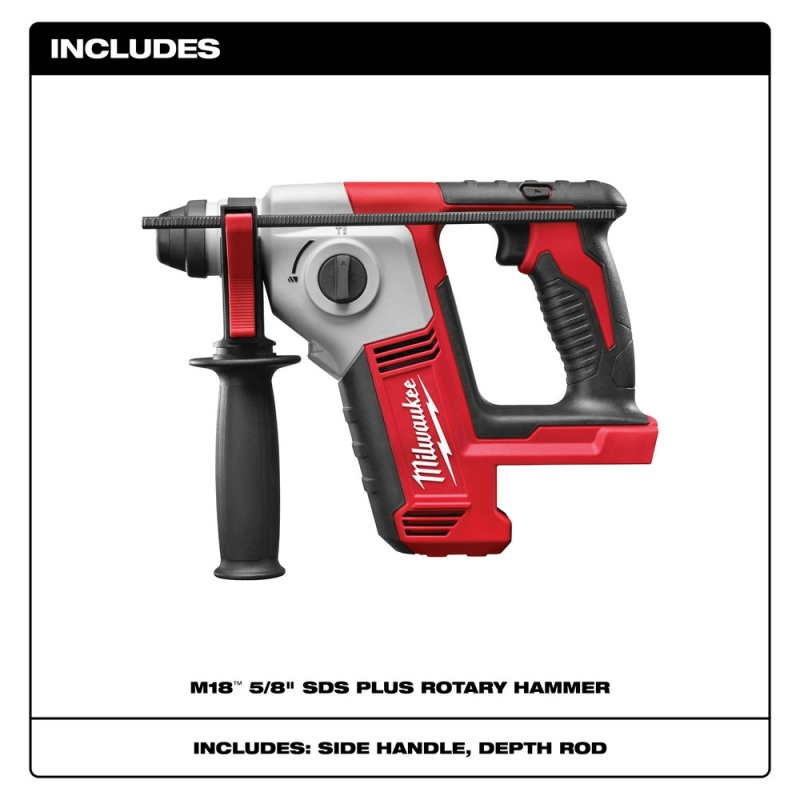 Milwaukee 2612-20 M18 18V 5/8" SDS Plus Rotary Hammer w/ Depth Rod - Bare Tool - Image 2