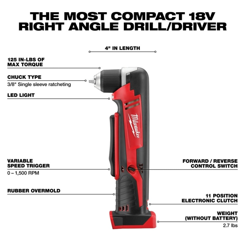 Milwaukee 2615-20 M18 18V Right Angle Drill - Bare Tool - Image 3