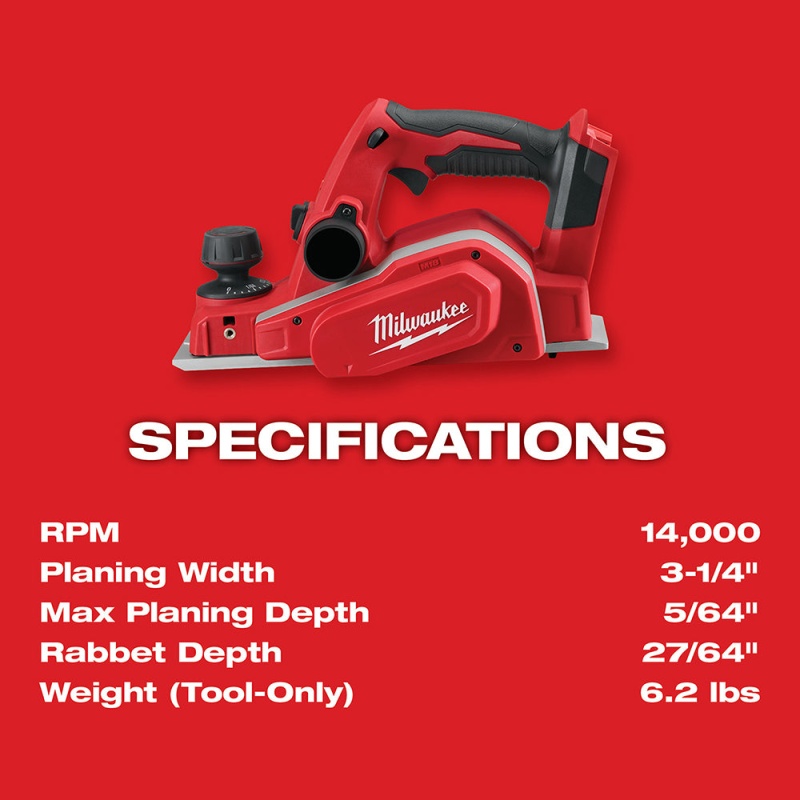 Milwaukee 2623-20 M18 18V 3-1/4-Inch Planer w/ Bevel/Edge Guide - Bare Tool - Image 4