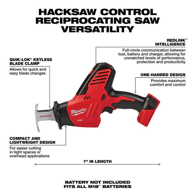 Milwaukee 2625-20 M18 18V HACKZALL Reciprocating Saw - Bare Tool - Image 2