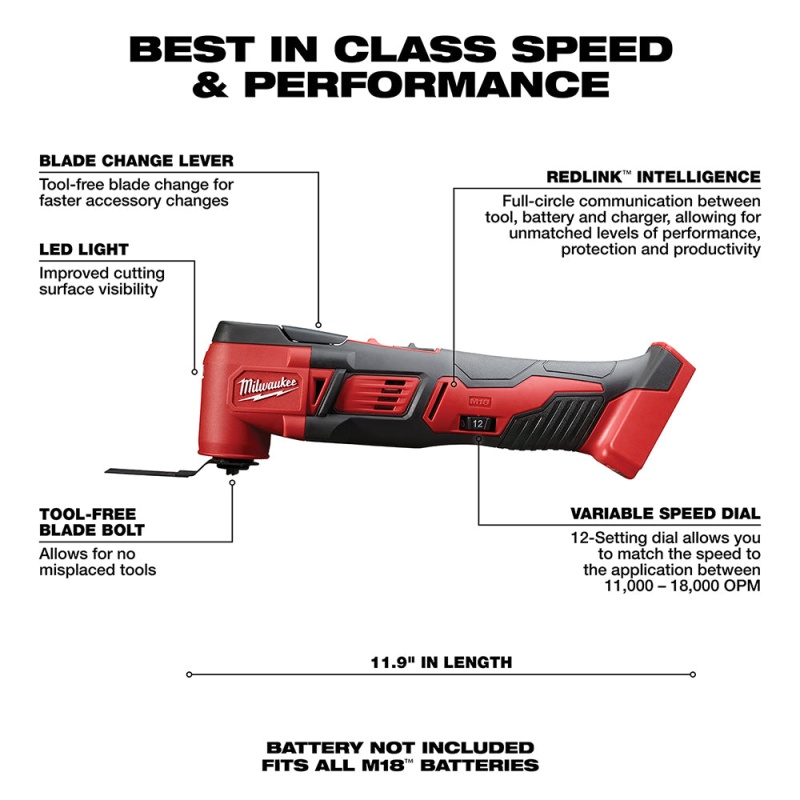 Milwaukee 2626-20SK5 M18 18V Cordless Multi Tool w/ Battery and Charger - Image 2