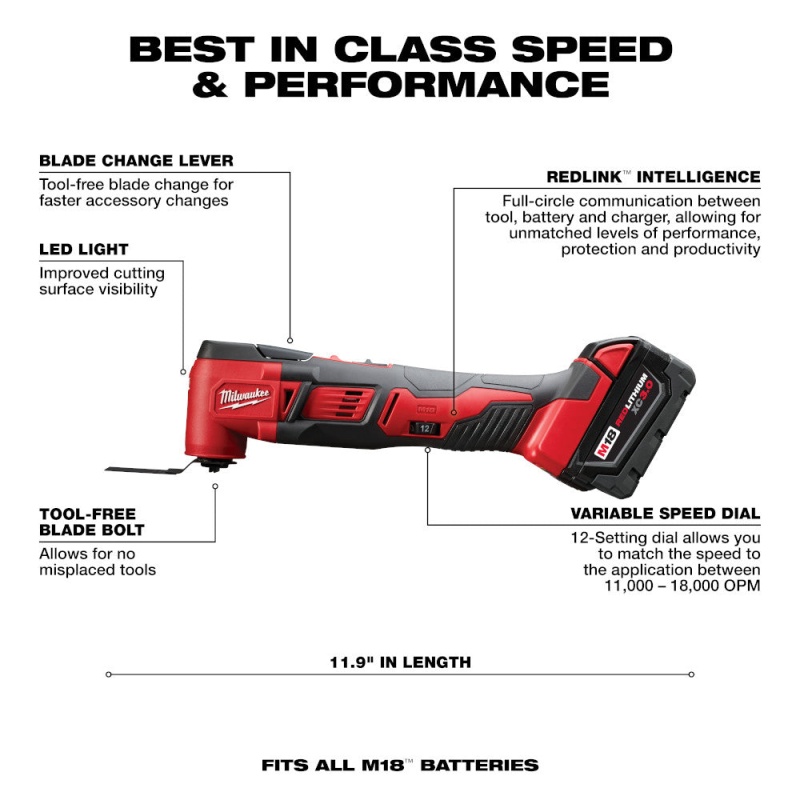 Milwaukee 2626-21C M18 18V Cordless Lithium-Ion Multi-Tool Kit - Image 2