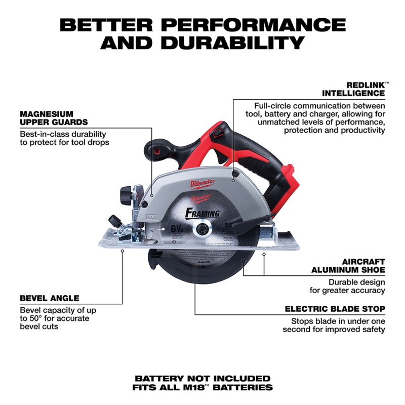 Milwaukee 2630-20 M18 18V 6 1/2" Circular Saw with Blade - Bare Tool - Image 3