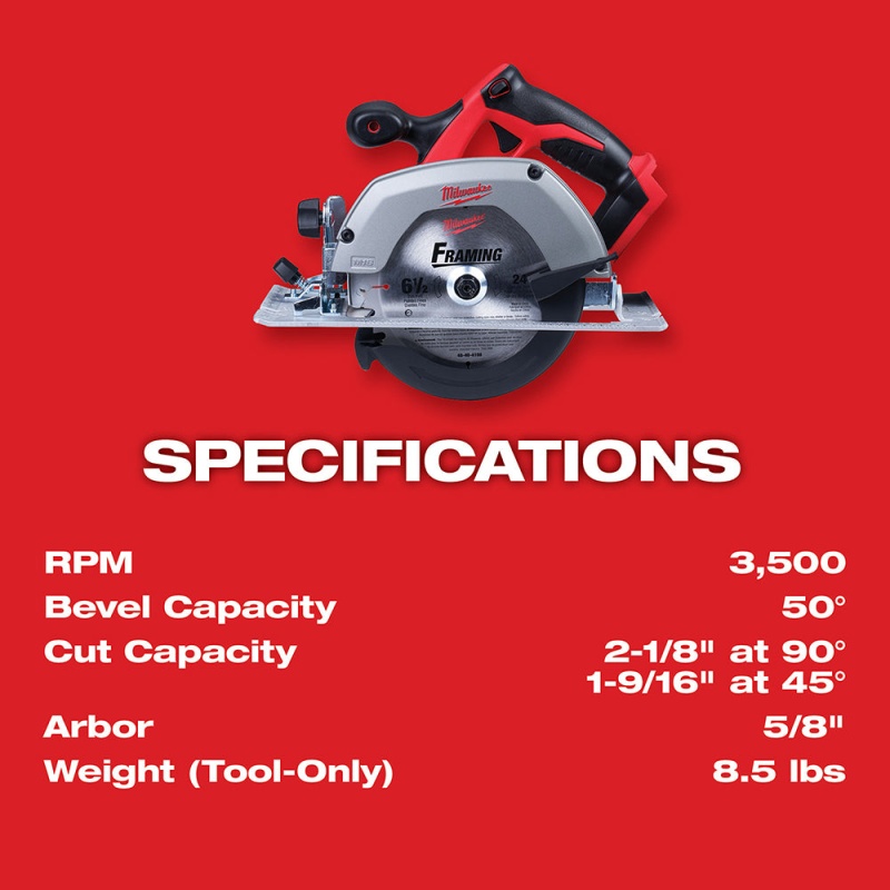 Milwaukee 2630-20 M18 18V 6 1/2" Circular Saw with Blade - Bare Tool - Image 4