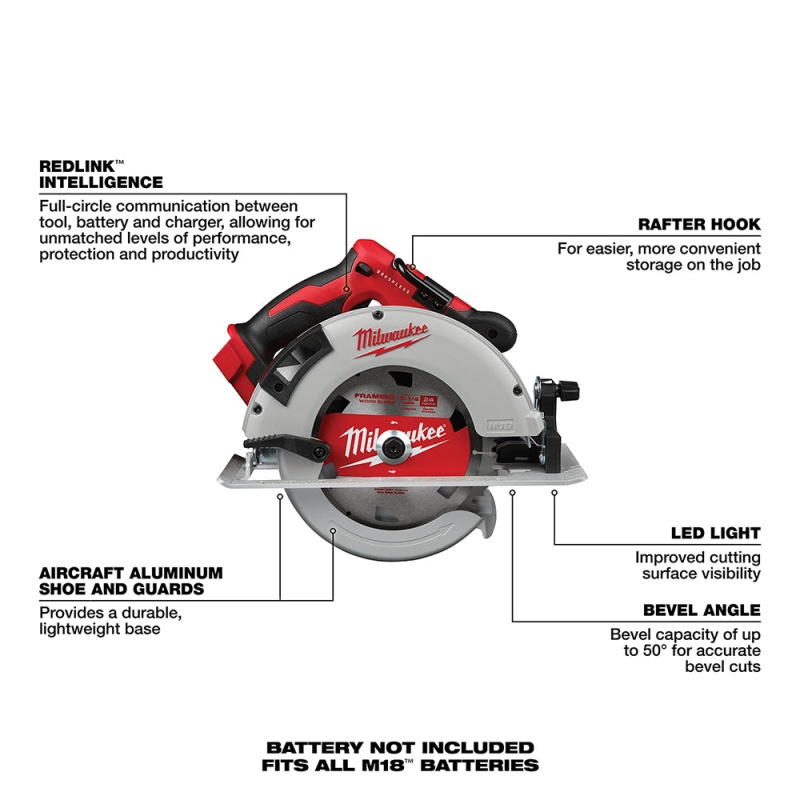 Milwaukee 2631-20 M18 18V 7-1/4-Inch Brushless Circular Saw - Bare Tool - Image 3