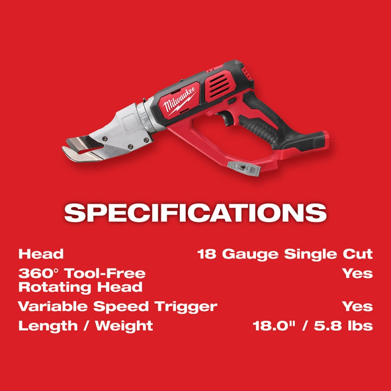 Milwaukee 2637-20 M18 18V 18 Gauge Single Cut Shear w/ Contractor Bag -Bare Tool - Image 4