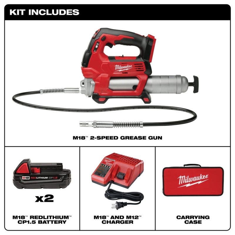 Milwaukee 2646-22CT M18 18V 2-Speed 48-Inch Hosae Grease Gun w/ Batteries - Image 2