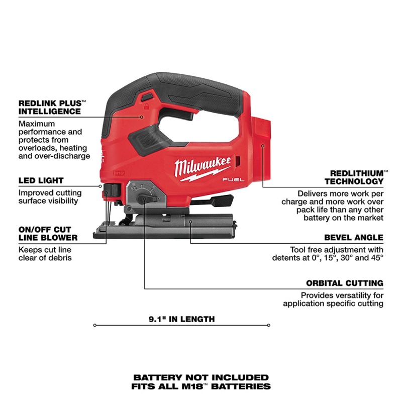 Milwaukee 2648-JB M18 18V Cordless Sander / Jig Saw w/ 5.0 AH Battery - Image 3