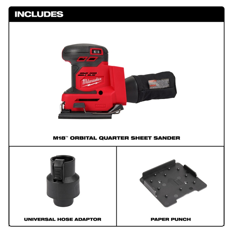 Milwaukee 2649-20 M18 18V 1/4" Cordless Orbital Sheet Sander - Bare Tool - Image 2