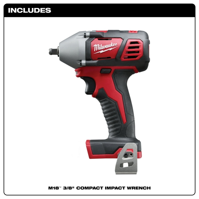 Milwaukee 2658-20 M18 18V 3/8-Inch Impact Wrench w/ Belt Clip - Bare Tool - Image 2