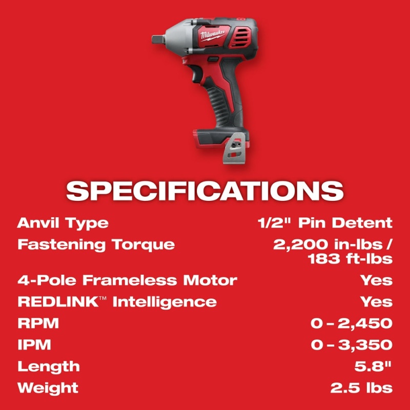 Milwaukee 2659-20 M18 18V 1/2-Inch Impact Wrench w/ Belt Clip - Bare Tool - Image 4