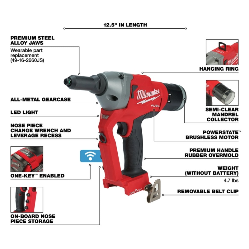 Milwaukee 2660-80 M18 FUEL 18V 1/4" Blind Rivet Tool - Bare Tool - Recon - Image 4