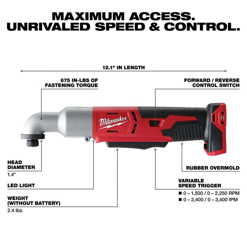 Milwaukee 2667-20 M18 18V 1/4-Inch Right Angle Impact Driver - Bare Tool - Image 3