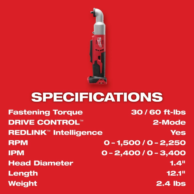 Milwaukee 2668-20 M18 18V 3/8-Inch Right Angle Impact Wrench - Bare Tool - Image 4