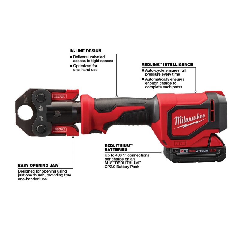 Milwaukee 2674-22C M18 18V Short Throw Press Tool Kit w/ PEX Crimp Jaws - Image 6