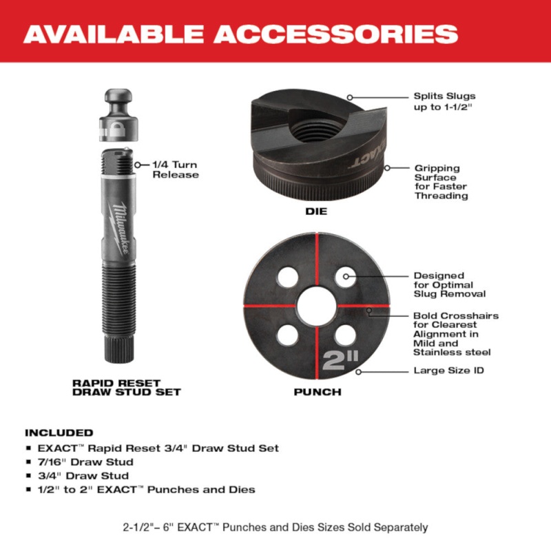 Milwaukee 2676-82 M18 18V 10 Ton Knockout Tool 1/2" To 2" Kit - Reconditioned - Image 8