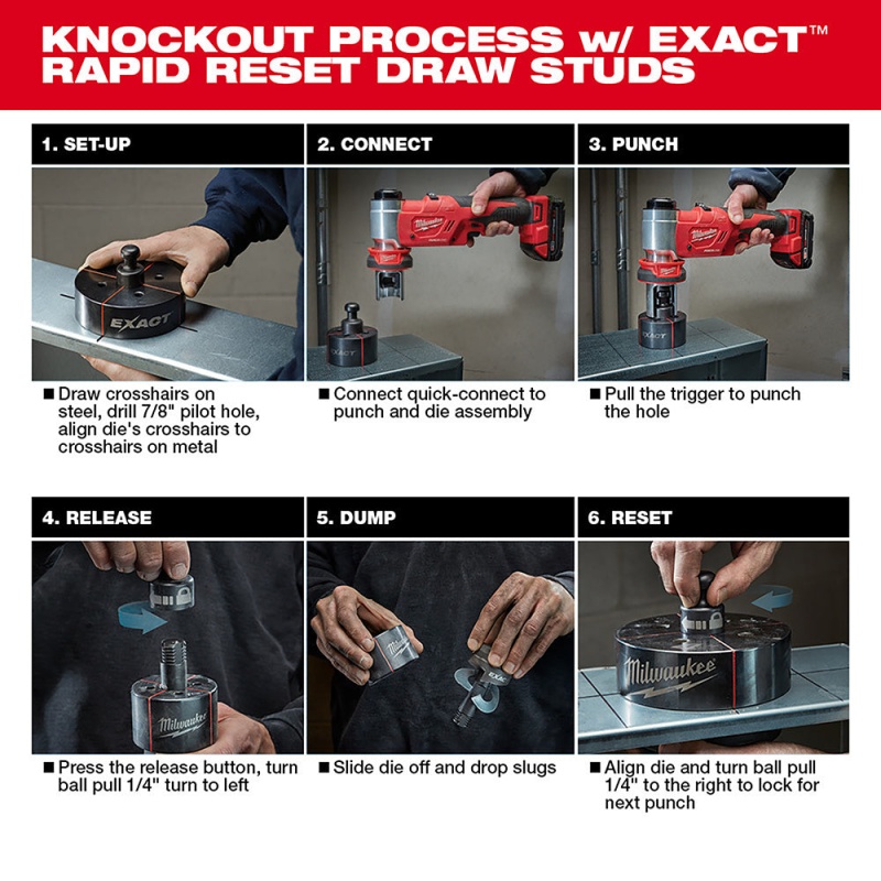 Milwaukee 2677-21 M18 18V FORCE LOGIC 6T Knockout Tool Kit w/ 1/2" - 4" Capacity - Image 7